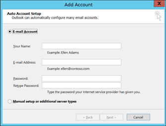 How to add an email account to outlook 5 \"\"